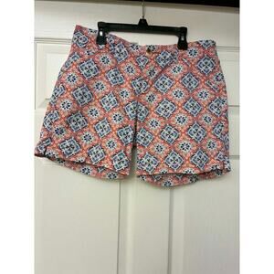 Lee Midrise Fit Women Shorts Size 6 Coral Blue Floral Casual Summer Cotton